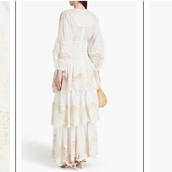 $1,750 ZIMMERMANN Crocheted lace-trimmed tiered ramie-gauze dress in size 1 - Picture 13 of 15